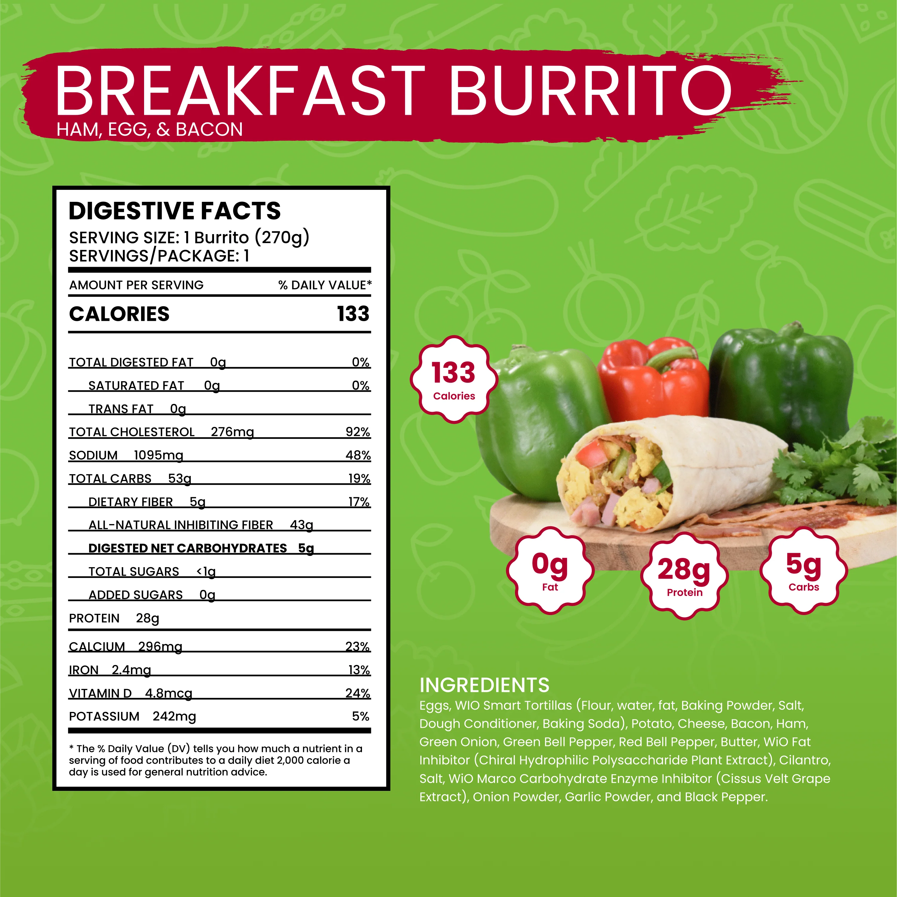 WiO Breakfast Burrito Egg, Ham & Bacon - Image 5